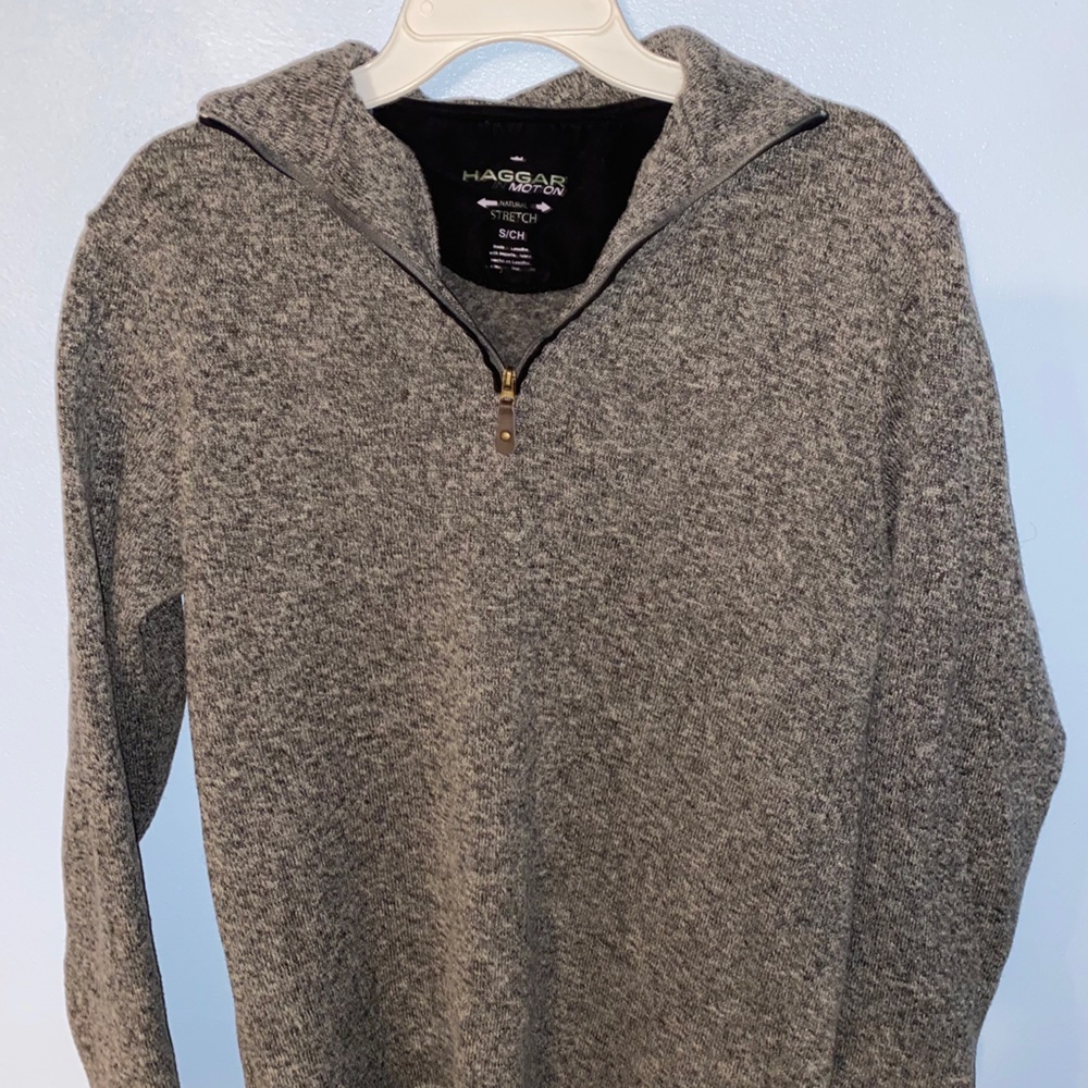 Haggar Quarter Zip Sweater Heather Grey